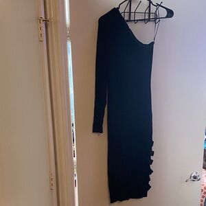 Fashion Nova Black Asymmetrical Dress